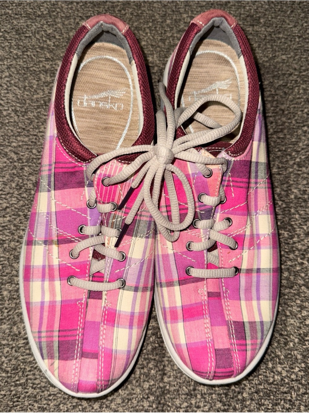 Dansco Pink Plaid Women's Casual Sneakers NWOT